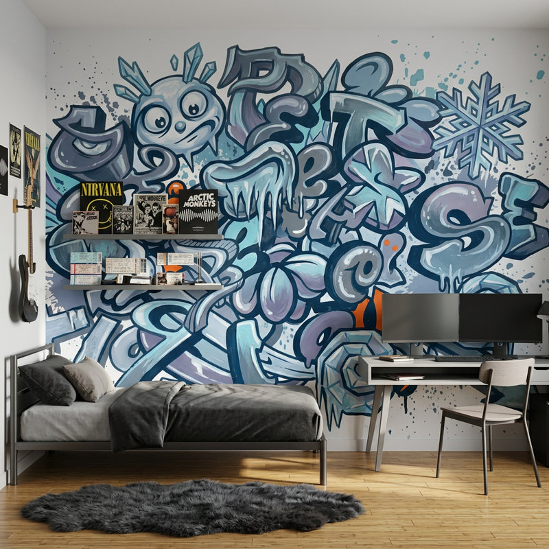 Papier peint graffiti art mural amovible, 160 po x 108 po, Peler et coller