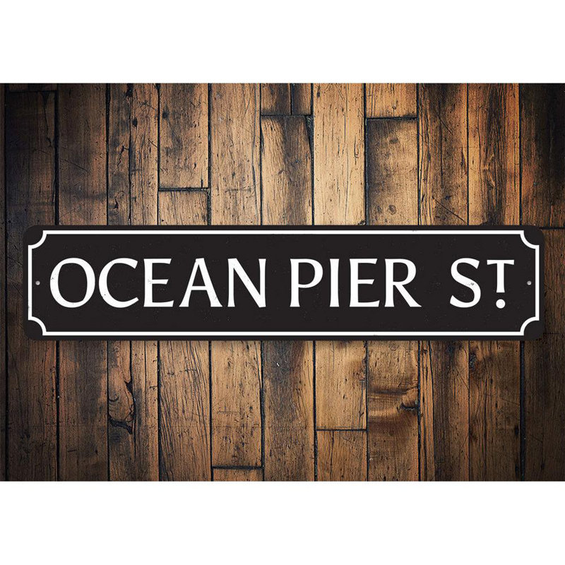 Plaque en aluminium Ocean Pier Street, H 4 po x l 18 po x P 0,04 po