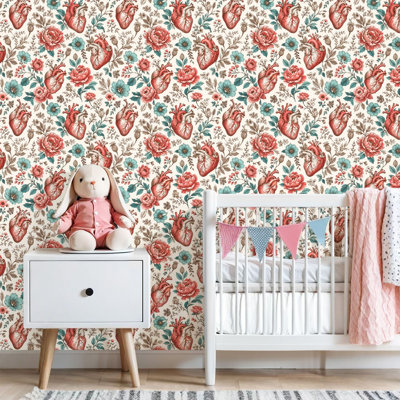Papier peint auto-adhésif, poumons humains, cœur, cerveau, fleurs, soins de santé, rétro, médical, contact, papier adhésif amovible, décoration murale pour armoires de cuisine de chambre à coucher