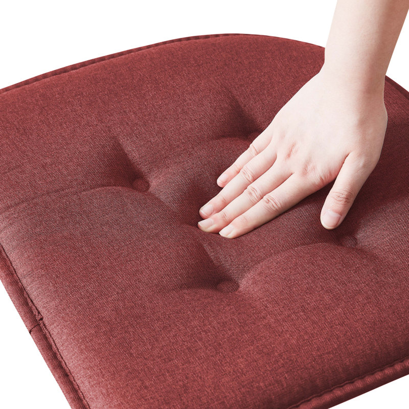 Coussin de siège en mousse à mémoire de forme en U de qualité supérieure épais et confortable Coussin de siège capitonné antidérapant Housse de siège intérieure en caoutchouc antidérapant de 17 po x 16 po pour bureau, chaises de cuisine, paquet de 4, couleur bourgogne