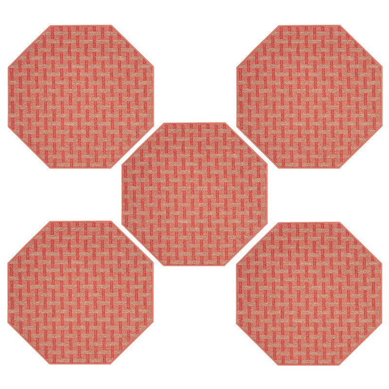 Ensemble de tapis intérieur / extérieur en polyester touffeté à la machine Hufeza, Octogone 3 pi