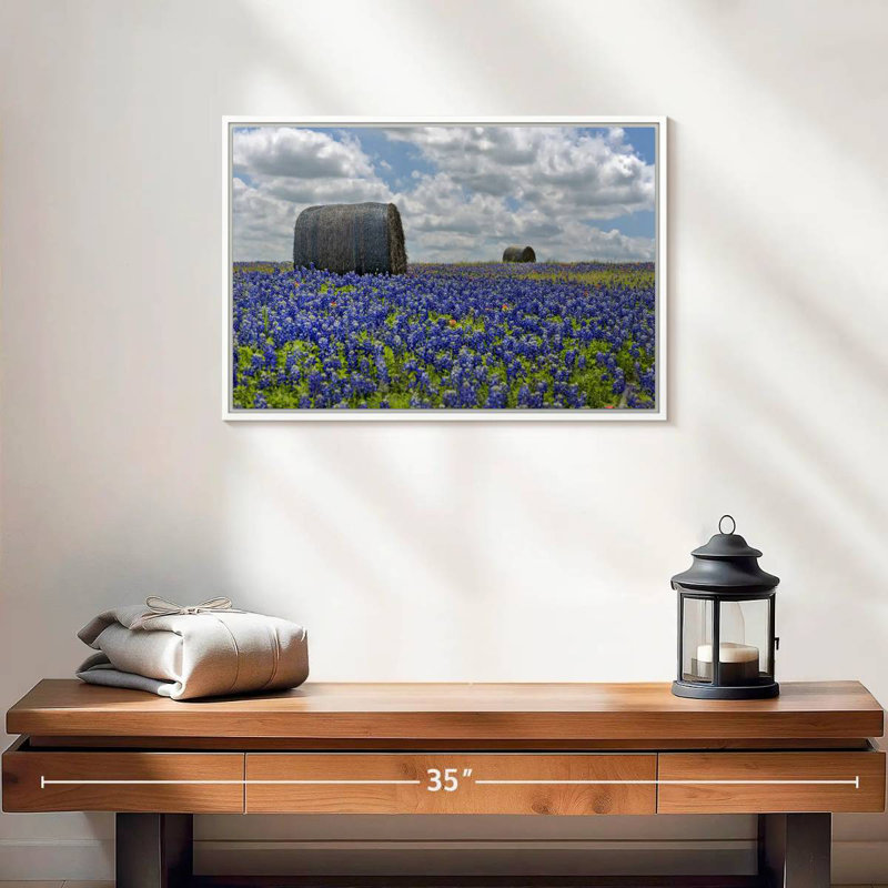Texas Bluebonnets, Cadre flottant blanc, 19 po x 13 po
