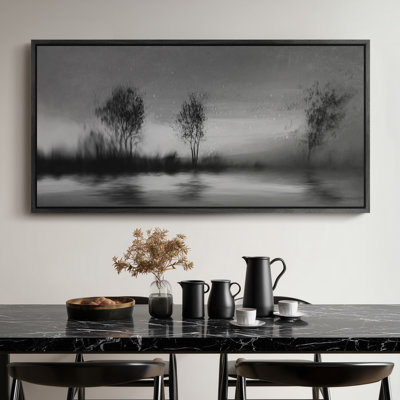 Art mural sur toile très grand noir et blanc brumeux