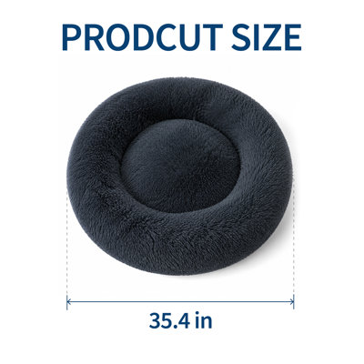 Lit pour chien Donut 35,4 pouces, fausse fourrure, pour animaux de compagnie, avec housse lavable amovible pour petits chiens jusqu'à 80 lb, gris foncé