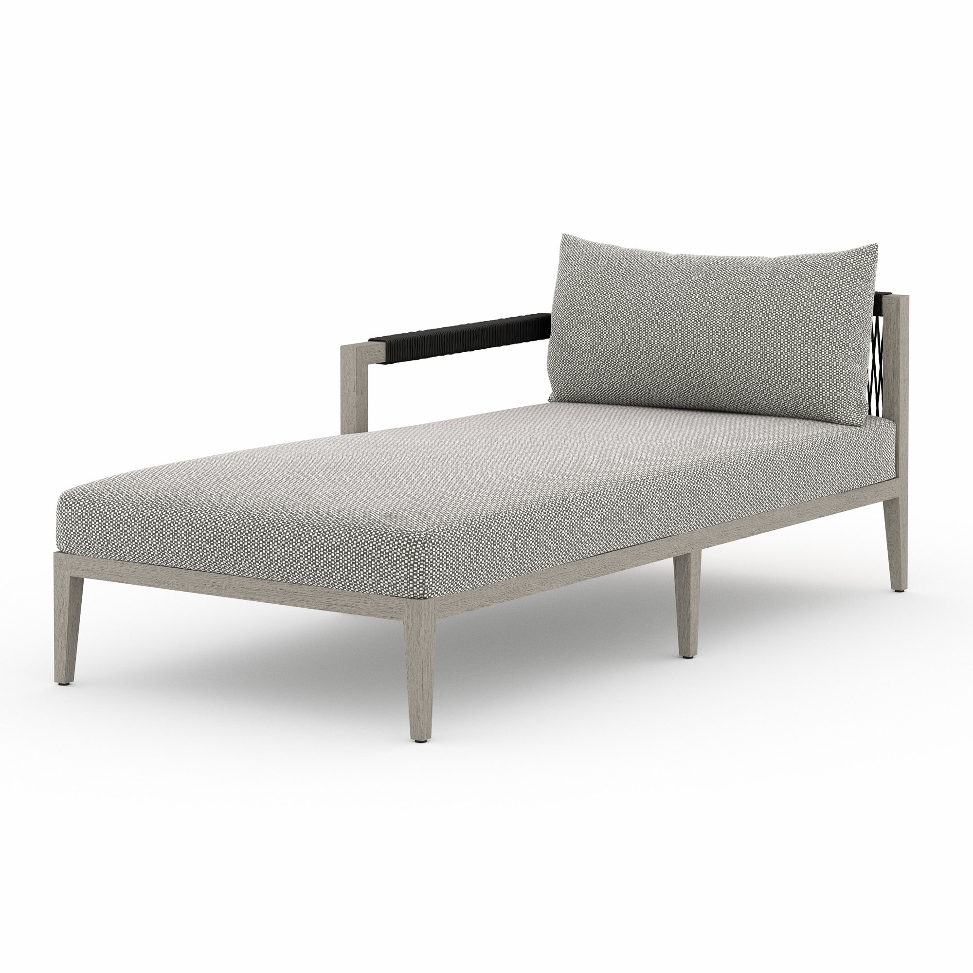 Kristine 33'' Outdoor Teak Chaise Lounge, Washed Brown/Gray, Ash