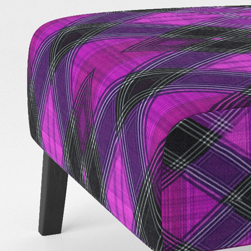 Fauteuil de chambre à carreaux en velours à carreaux, Mauve / Noir