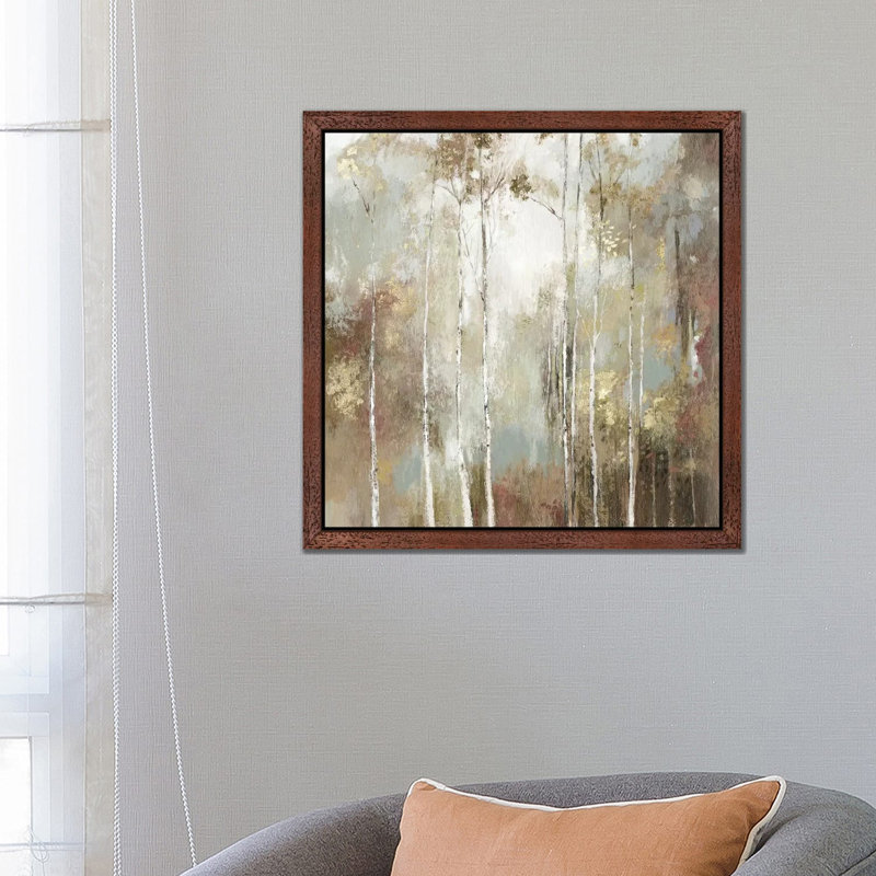 Fine Birch I by Allison Pearce - Painting on Canvas, 93.98 cm H x 93.98 cm W, Brown Framed