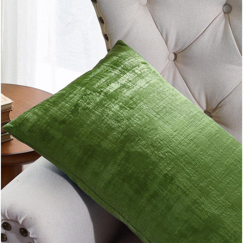 Textured Velvet Textured Rectangular Pillow Cover, Calla Green