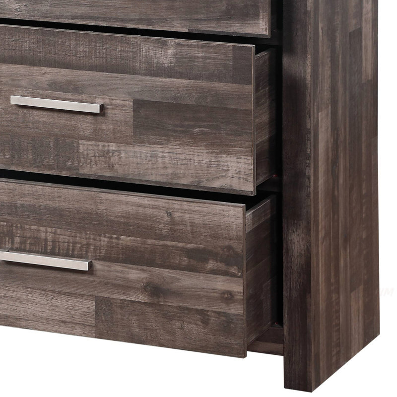 Commode avec six tiroirs spacieux et un design rustique élégant pour la chambre à coucher
