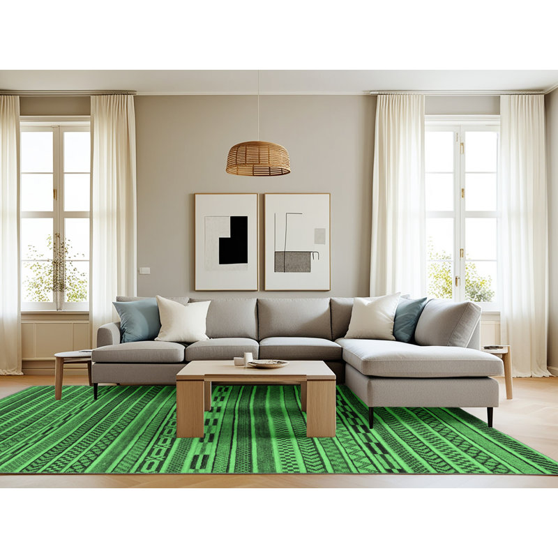 Washable Geometric Indoor Rug, Rectangle 8' x 12'