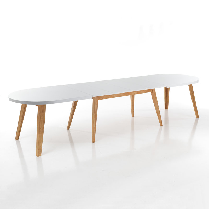 Extendable Oval Solid Wood Base Dining Table