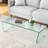 47.2" Tempered Glass Coffee Table for Living Room with V-shaped Legs