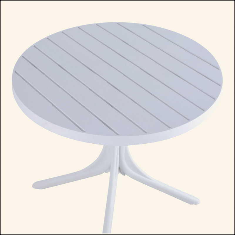 Table ronde moderne en plastique blanc - table de salle à manger intérieure / extérieure de 36 pouces et table basse, table de patio légère en polypropylène toutes saisons pour le jardin, la cour, la cuisine, le camping (blanc)
