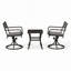 Ensemble de patio extérieur pivotant en métal - 2 fauteuils et table