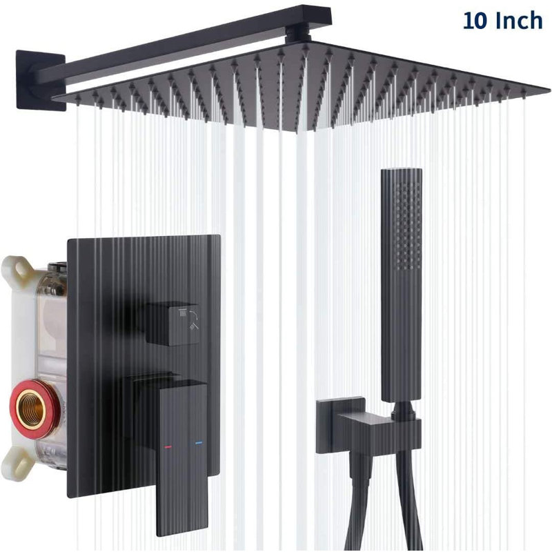 Complete Shower System with Rough in-Valve, Matte Black