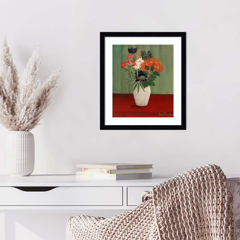 "Bouquet de fleurs" par Henri Rousseau, Noir, H 17 po x l 15 po x P 1 po