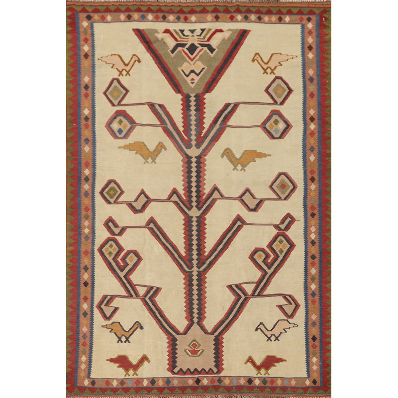 Tapis kilim à teinture végétale animaux 4 x 6