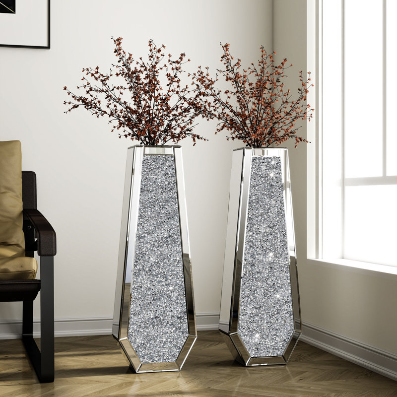 Ensemble de 2 vases de plancher en verre faits à la main 30 "DeGrailly