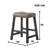 Rustic Backless Counter Stool Set of 2 – 25 Inch Wooden Farmhouse Barstool with Brown Leather Seat, Distressed Finish & Sturdy Frame – Space-Saving Counter-Height Seating for Kitchen & Bar