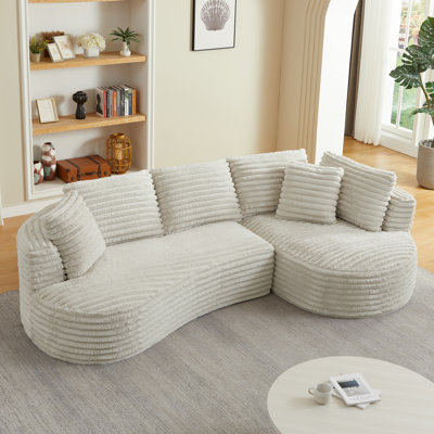 Modern Curved L-Shape Luxury Sectional Oversized Sofa: Minimalist Design, Comfy Sleeper Couch For Living Room, Apartment & Reception Spaces,No Assembly Required