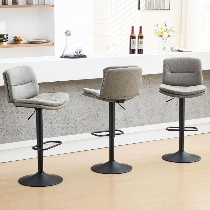 Tabouret de bar double à hauteur réglable et pivotant (ensemble de 3), 3, Grey