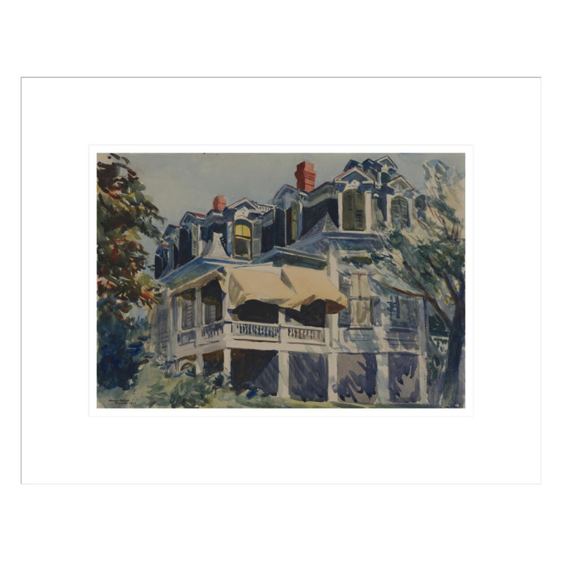 Le toit de la mansarde par Edward Hopper - impression giclée encadrée, 13.37" H x 16.75" W