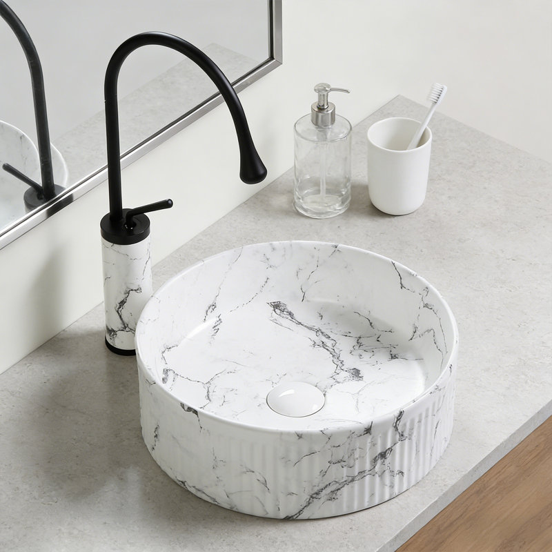 Lavabo vasque de salle de bain avec robinet, ensemble de drain