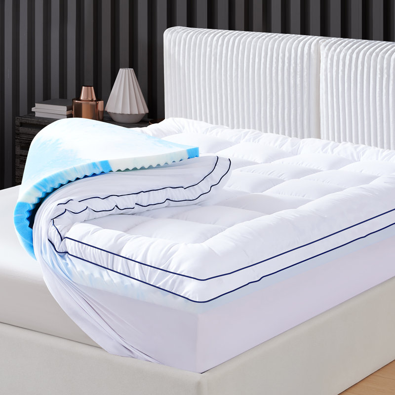 Double Layer 4-Inch Mattress Topper, Including A 2-Inch Memory Foam Mattress Pad And A 2-Inch Cooling Mattress Pad Cover, Designed For Back Pain Relief