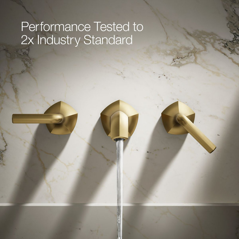 Occasion Wall-Mount Bathroom Sink Faucet Lever Handle Trim, Brushed Brass