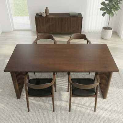 Camelot Sculptural Solid Wood Dining Table with Ribbed Slab Legs