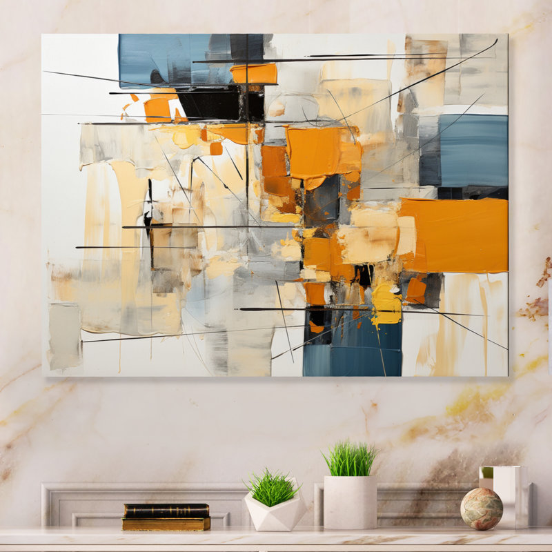 Papier Euphoria II - Collages abstraits, décoration murale en métal, H 24 po x l 32 po x P 1 po