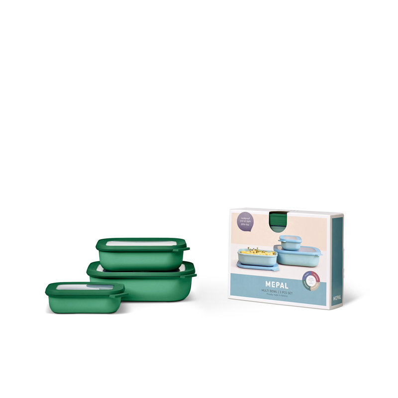 3 Container Food Storage Set, Vivid Green