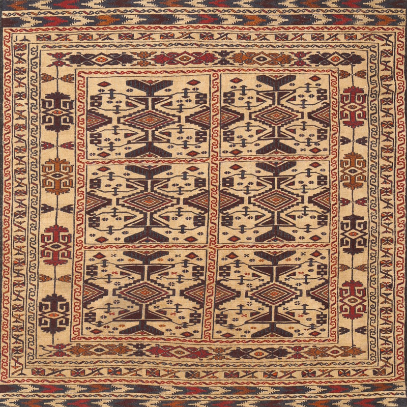 Tapis beige Southwestern, Carré 6 pi