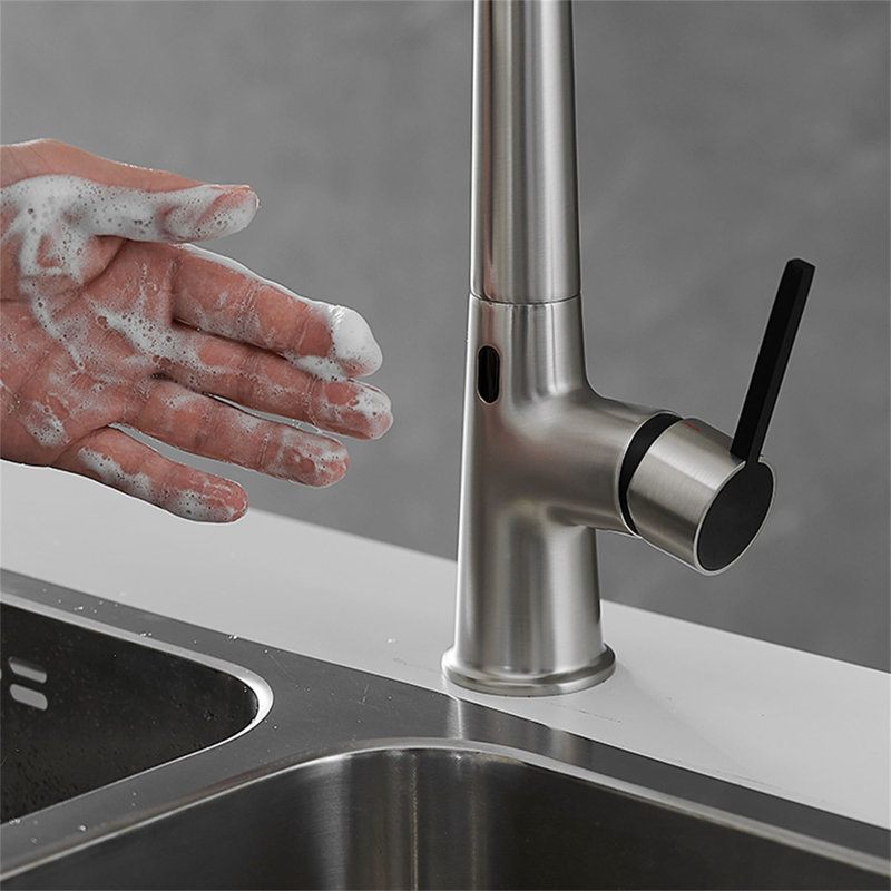 KIKO HOME Pull Down Touchless Kitchen Faucet, Brushed Nickel