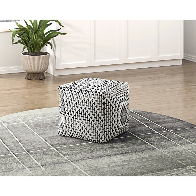 Repose-pieds carré rembourré en tissu jacquard