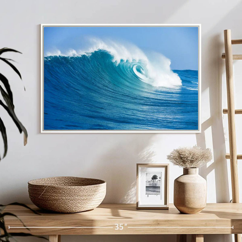 Ocean Wave Break, Cadre flottant blanc, 13 po x 9 po