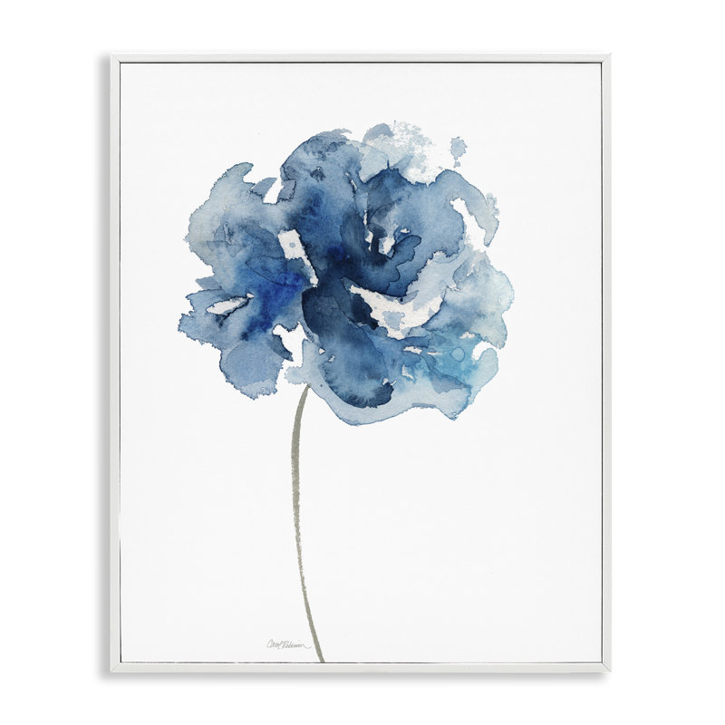 Giclée abstraite à la rose bleue, design par Carol Robinson, H 20 po x l 16 po, Estampe numérique encadrée blanc bord de mer