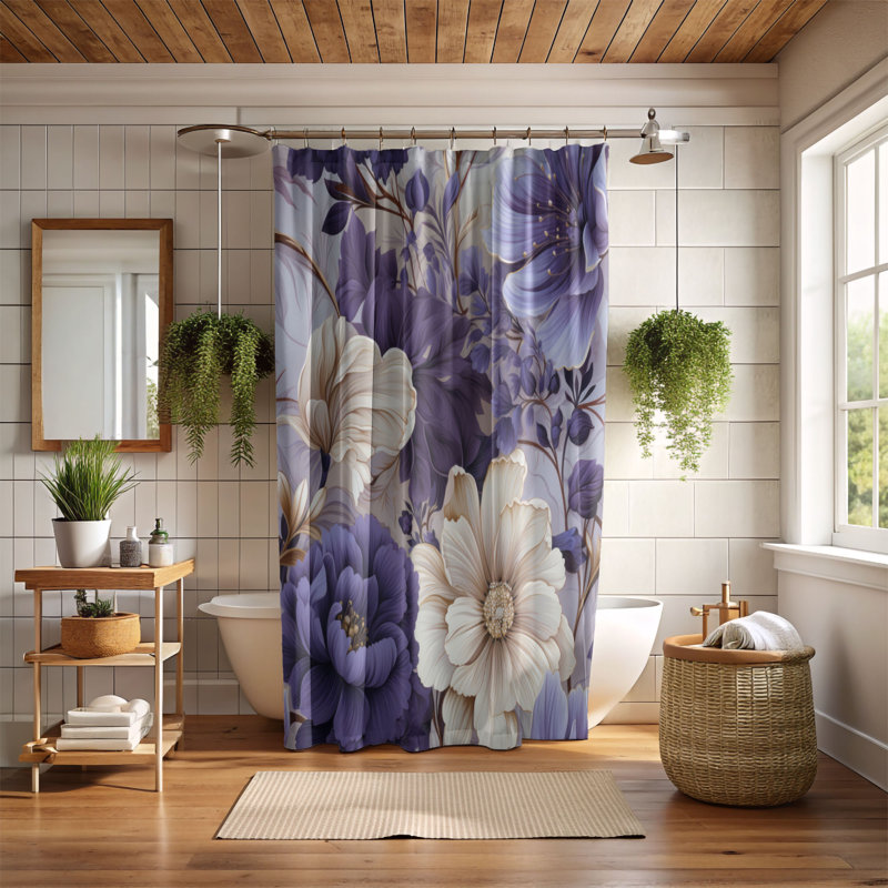 Rideau de douche Violet Petal - Premium, H 74 po x l 71 po