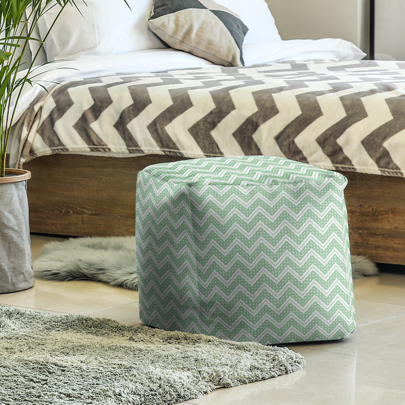 Repose-pieds cubique à motif à chevrons à la main classic, Vert clair