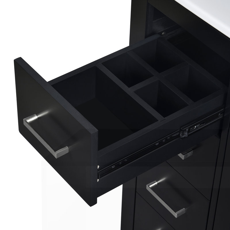 Meuble-lavabo 30 po avec lavabo en céramique, Noir