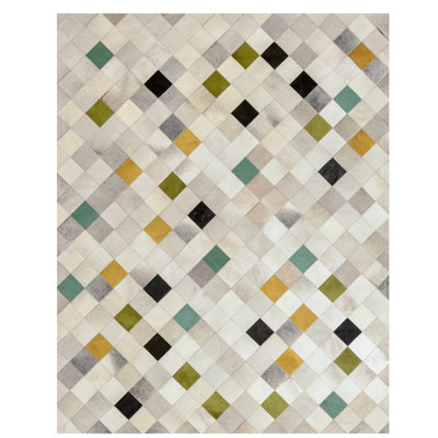 Falling Squares Cowhide Argyle Indoor Rug