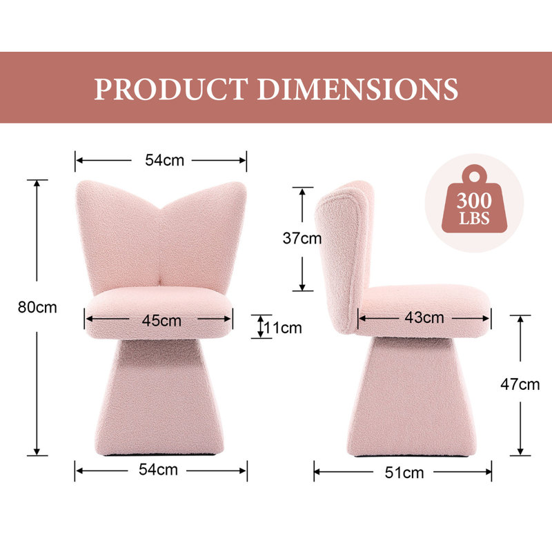 47cm H Fabric Upholstered Accent Stool, Pink