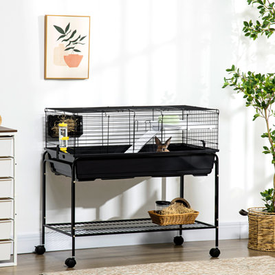Petit animal à deux étages, avec plate-forme surélevée, cochon d'Inde, hérisson, chinchilla, furet, 39 po x 20,5 po x 36,5 po, support à roues et espace pour cadre, pour cochons, chinchillas, furets