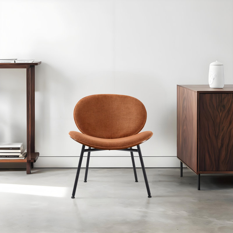 Chaise d'appoint simple en polyuréthane / polyester avec finition noyer, Mélange de polyester orange