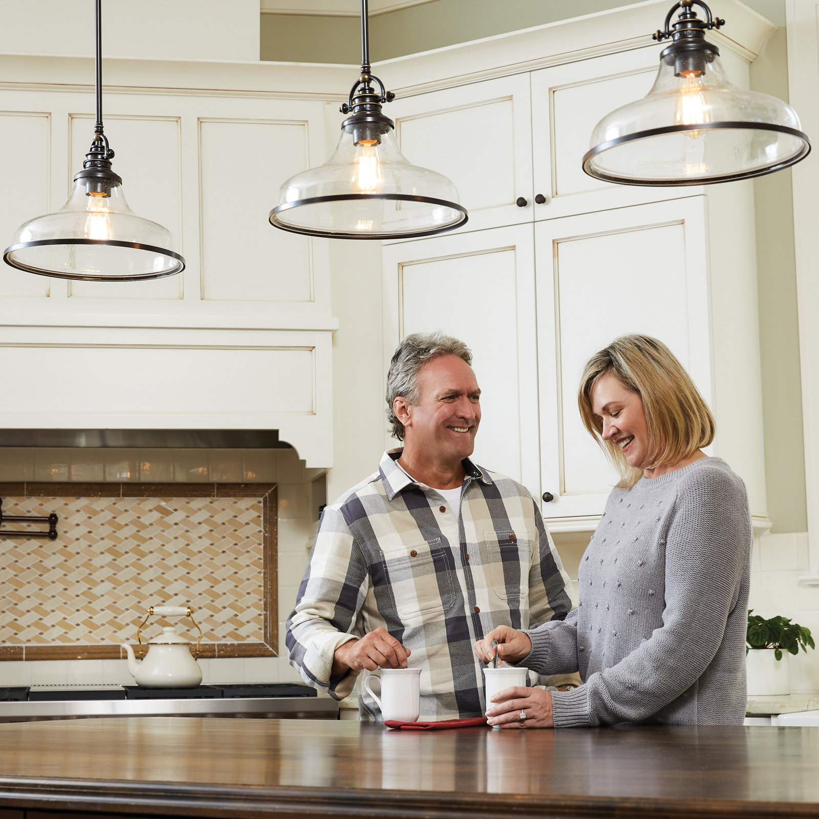Maybery Dimmable Dome Single Light Pendant, Palladian Bronze, 11.5" H x 13.5" W x 13.5" D, Clear Seedy Glass