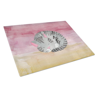Caroline's Treasures Tempered Glass Sleeping Cat Watercolor Cutting Board