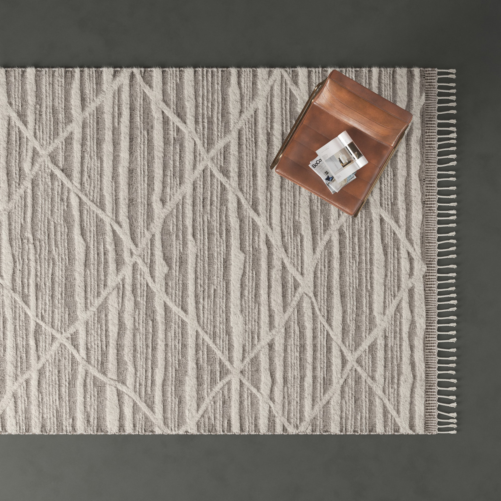 Benjamin Ivory Taupe Hand-Knotted Moroccan Rug, Rectangle 8'6" x 11'6"