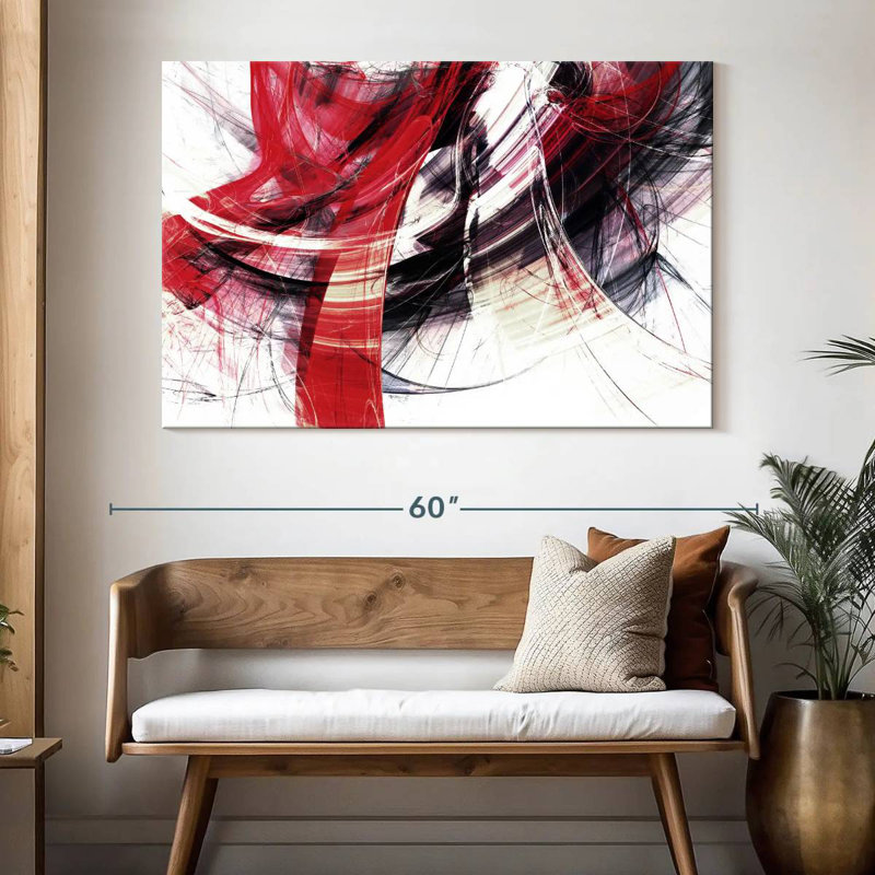 Avery - mouvement abstrait rouge, H 34 po x l 51 po