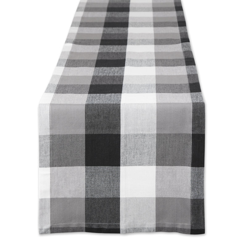 Betzaida Checkered 100% Cotton Table Runner, Black, 14" L x 72" W