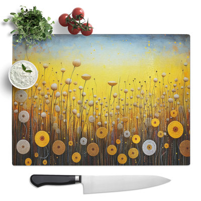 Dandelion Colour Field  Glass Chopping Board